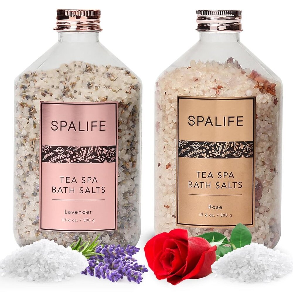 Tea Spa Petal-Infused Effervescent Mineral Bath Salts - Lavender & Rose, 2-Pack - Picture 1 of 7